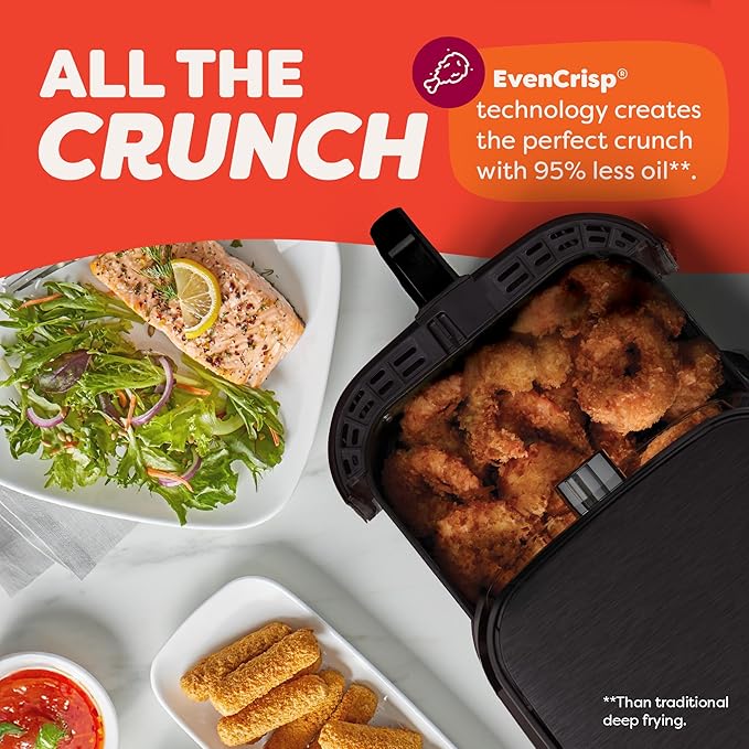 Instant Pot Vortex 6QT XL Air Fryer, 4-in-1 Functions that Crisps, Roasts, Reheats, Bakes for Quick Easy Meals, 100+ In-App Recipes, is Dishwasher-Safe, from the Makers of Instant Pot, Black
