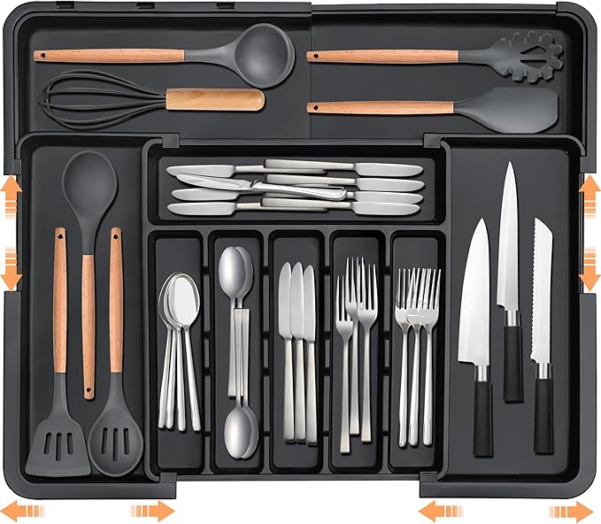 Spaclear Expandable Silverware Organizer Large Adjustable Utensil Drawer Organizer