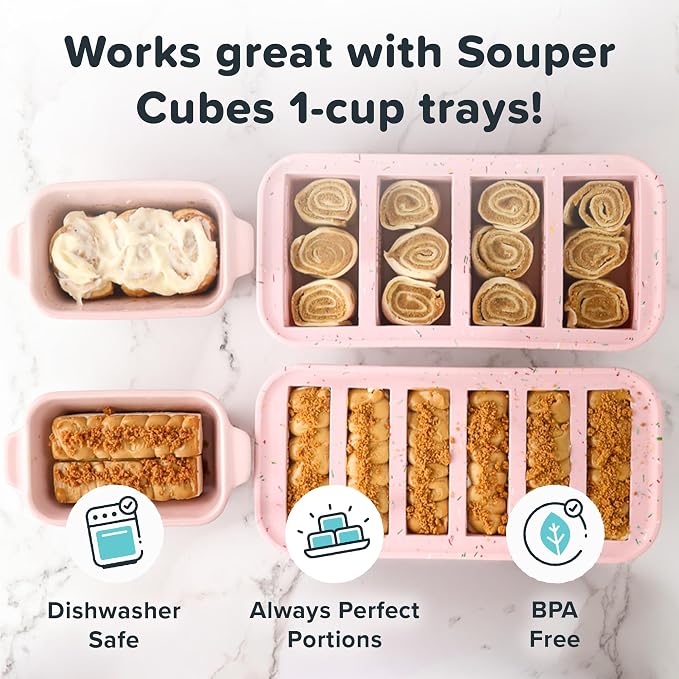 Souper Cubes Ceramic Baking Dishes 2.0-5" x 3" Small Casserole Dishes for Oven with Silicone Lids, Oven, Microwave and Air Fryer Safe,USA Made, Set of 4 - Cotton Candy