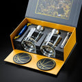 NOBLESIP® Whiskey BASKETBALL Glasses 𝗣𝗥𝗘𝗠𝗜𝗨𝗠 Set: 2 Glasses, 2 Steel Chilling Balls, 2 Coasters. Best for a Player, Coach, Fan to enjoy his Bourbon, Old Fashioned, Cocktail. Whisky men gift