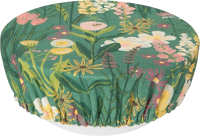 Now Designs Bees & Blooms Save It Reusable Cotton Bowl Covers 7.5 and 9.25 inch, Set of 2