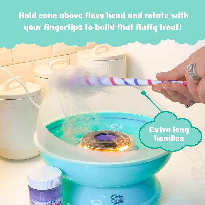 Cotton Candy Express BB1000-S Cotton Candy Machine, with 3-11oz. Jars of Cherry, Grape, Blue Raspberry Floss Sugar & 50 Paper Cones. Easy to Use and Clean. Nostalgia and Fun for Kids and Adults