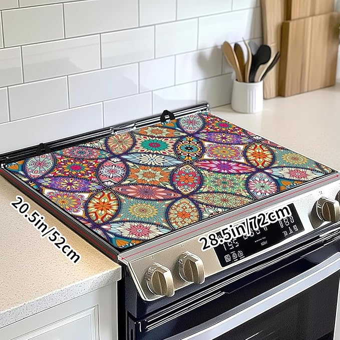 Decorative Electric Stove Top Covers, Heat Resistant Silicone Stove Cover Mat, Stove Top Protectors for Electric Flat Glass Stoves, Adds Extra Counter Space for Small Kitchens and Apartments