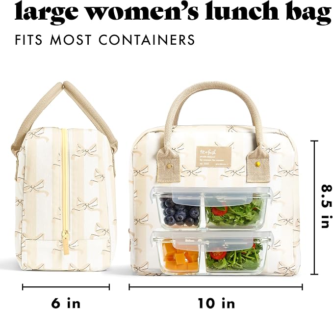 Fit & Fresh Bloomington Lunch Bag for Women - Insulated Large Lunch Box for Work with Containers, Leak-Resistant