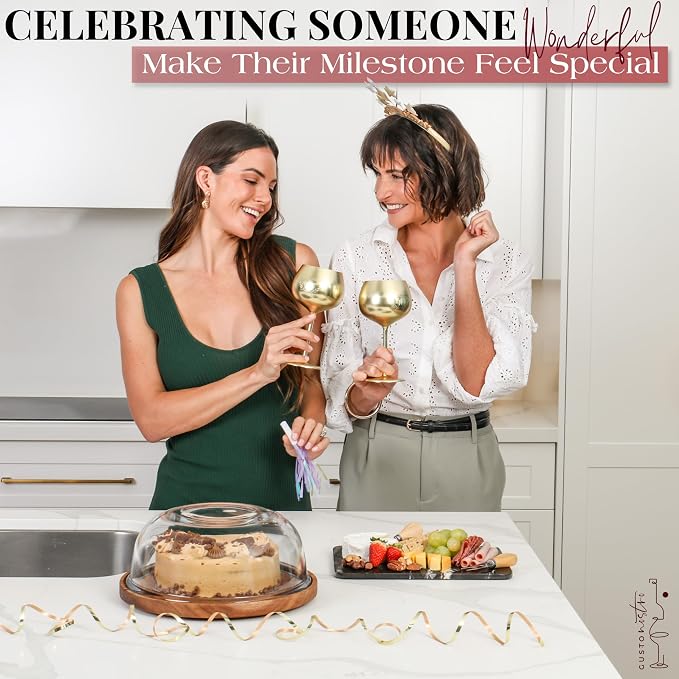 Gusto Nostro Cheers to You Birthday Wine Glass with Engraved Vintage Quote, Luxury Box - Unique Gifts for Women and Men Any Age - Cool Birthday Gift Ideas - Classy Retirement Gifts for Women/Men