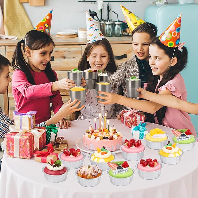 Beasea Aluminum Ramekins 8oz 200 Pack, Disposable Ramekins Foil Cups Baking 3.9" Ramekin Cup Cupcake Aluminum Mini Baking Cups for Party - Silver