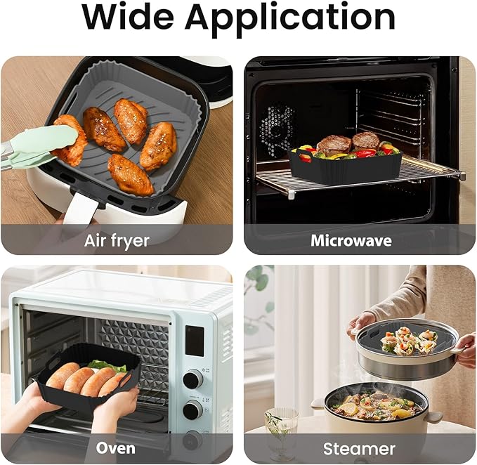 Redfly 2 Pack Silicone Egg Molds with 2 Pack Air Fryer Silicone Liners, 4Inch Jumbo Muffin Pan Sets