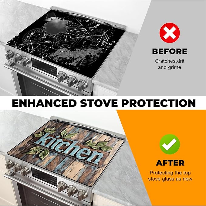 Stove Top Cover- Mat for Electric Stove Protector with Anti-Slip Rubber Coating Dish Drying Mats Scratch-Resistant (Kitchen, 30" x 21")