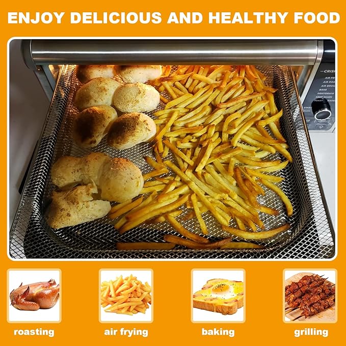 Air Fryer Basket and Baking Pan Replacement for Ninja Foodi SP101 Air Fry Oven, Stainless Steel Crisper Basket and Non-stick Baking Tray for Ninja Digital Air Fry Countertop Oven SP100 SP201