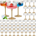 Jingmore Ribbed Martini Glasses 10 oz Disposable Plastic Vintage Ribbed Coupe Glasses with Gold Rim Cocktail Unbreakable Dessert Parfait Glassware for Wedding Party Supplies (Gold,48 Pcs)