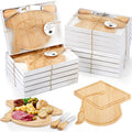 Ziliny 12 Sets Graduation Party Favors Graduation Cap Cheese Board Set with Knives Forks Gift Box for 2026 Class School Party