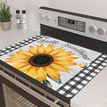 Decorative Stove Top Covers for Electric Stove 28"x20" – Heat Resistant Glass Cooktop Protector Dish Drying Mat – Non-Slip Rubber Backing Washer Top Cover Waterproof Extra Counter Space (Sunflower 1)