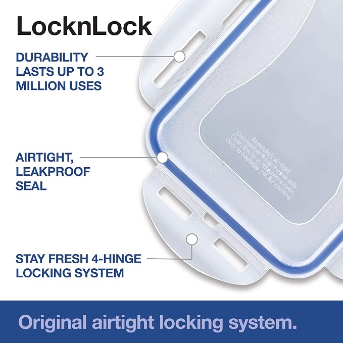 LocknLock Easy Essentials Pantry Food Storage Container Set/Food Storage Bin Set, Rectangular, BPA-free/Dishwasher Safe, 4 Piece - Clear