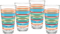 Culver Officially Licensed Fiesta Stripes 16-Ounce Tapered Cooler Glass (Set of 4) (Rainbow Radiance Collection)