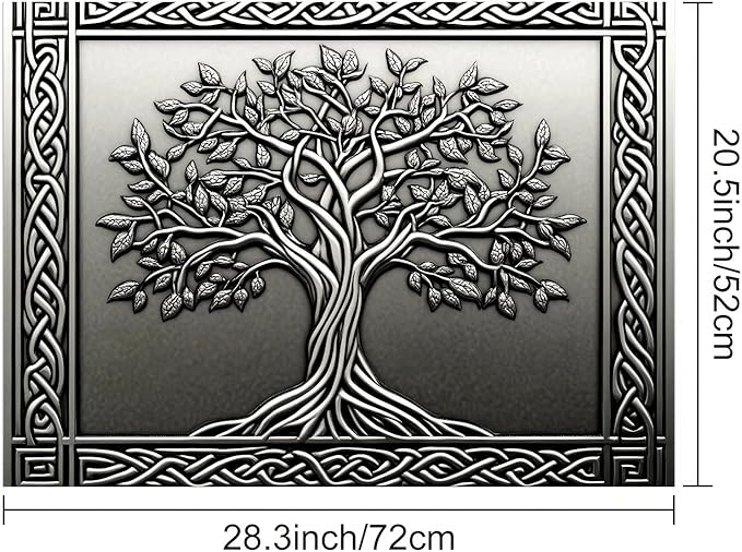 HOMETITUTE Tree Stove Top Covers Pad 28 x 20 inches Silver Tree of Life Kitchen Decorations Dish Drying Mat Coffee Bar Mats Kitchen Decor Absorbent Pad Fit Coffee Maker Machine Dish Drying
