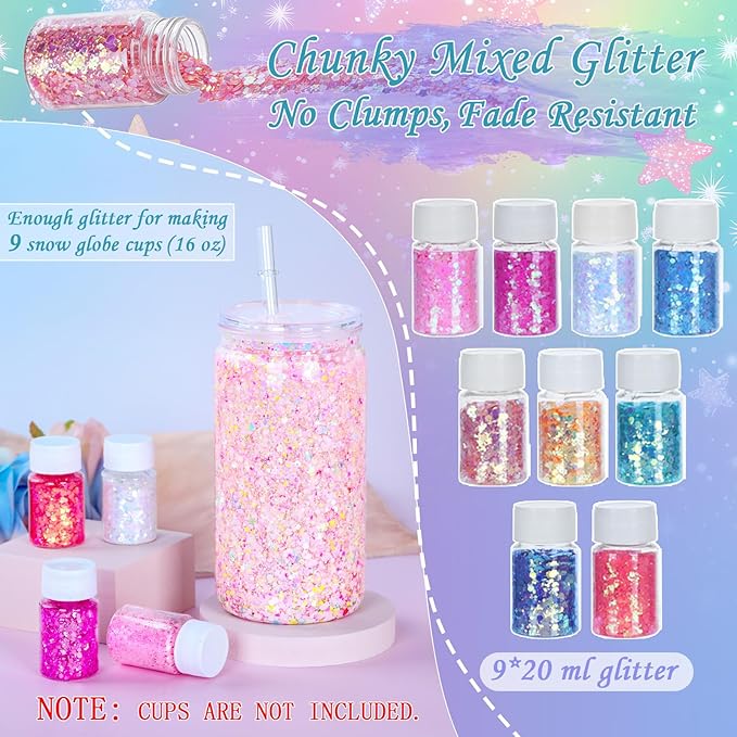 Snow Globe Tumbler Starter Kit DIY Tools, Snow Globe Cup Supplies Craft Too Set, Cups are Not Included