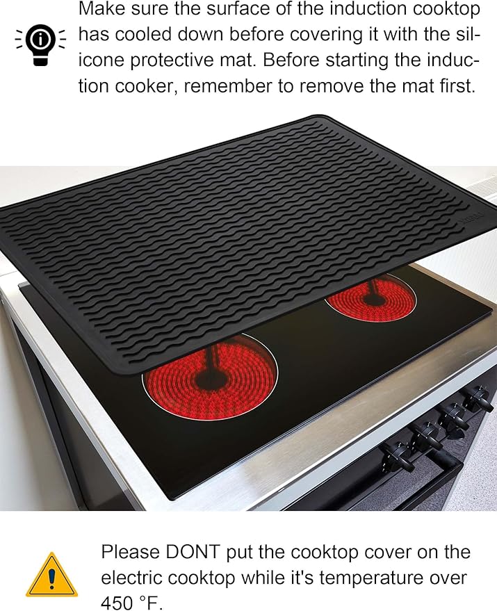 XiFEO Stove Top Covers for Electric Stove, Food Grade Heavy Duty Silicone Glass Stove Top Cover Protector, Induction Cooktop Protector, Heat Resistant Range Ceramic Stove Top Covers Mat, Oven Cover