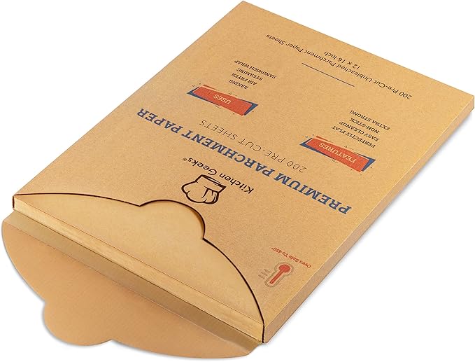 Parchment Paper Baking Sheets Unbleached Non-Stick Precut 12x16 Inches Will Not Curl Pack of 200