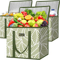 BALEINE 3Pk Insulated Reusable Grocery Bags, Foldable Shopping Bags for Groceries with Reinforced Bottom & Handles (Antique Foliage)