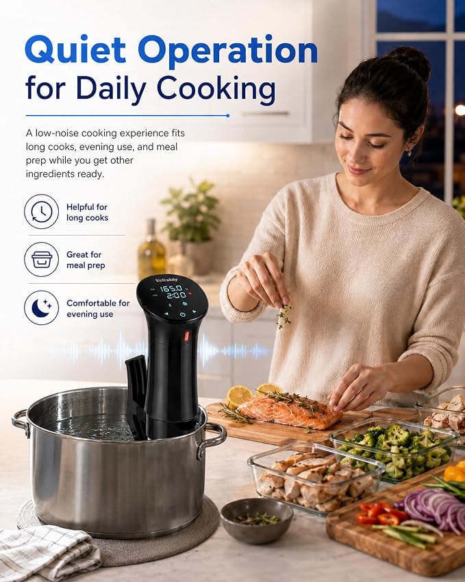 1100W Sous Vide Cooker with Precision Temperature Control & Digital Timer | Immersion Circulator Machine for Steak, Chicken, Fish, Eggs & Vegetables, Quiet Design, 304 Stainless Steel, Fits Most Pots