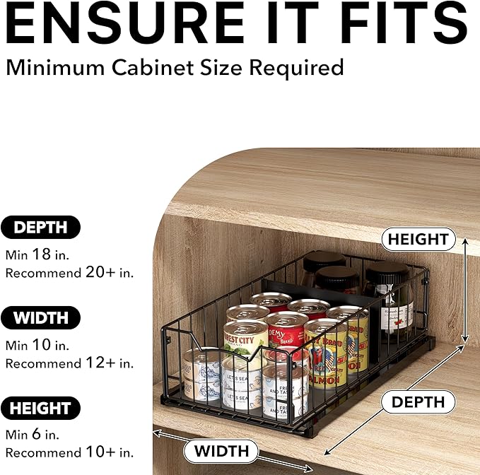 Simple Houseware 3 Tier Basket Drawer + Cabinet Pull-Out Shelf