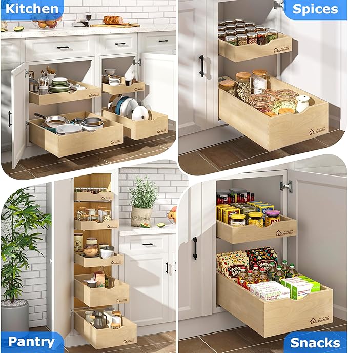 WelFurGeer Soft Close Pull Out Drawers for Cabinets, 17" W x 21" D Pull Out Cabinet Drawer with Heavy Duty Slides, Pull Out Cabinet Organizer, Cabinet Pull Out Shelves, Pull-Out Home Organizers