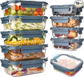 Liuruiyu 10 Pack Glass Food Storage Containers with Glass Lids, Airtight Meal Prep Containers, Leak-Proof Bento Boxes for Microwave, Oven, Freezer & Dishwasher, BPA-Free