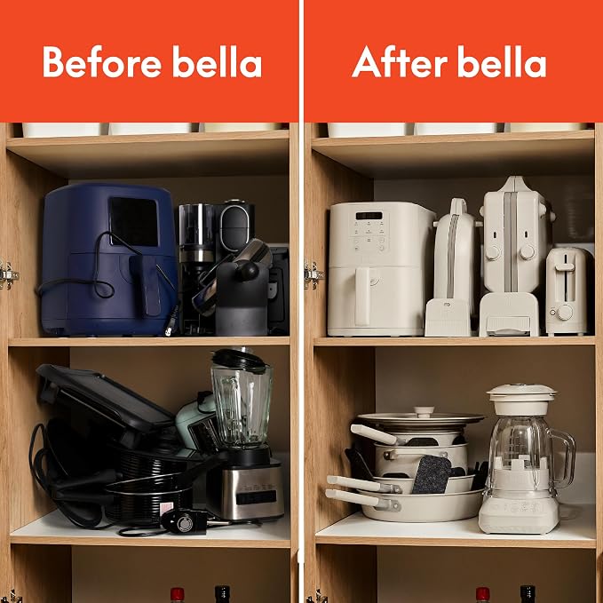 bella 10 Speed Countertop Blender,Juicer&Smoothie Maker,Fits-anywhere™ Kitchenware,Slim Flip&Store Design,Dishwasher Safe 48oz Capacity Pitcher-&Lid,Stainless Steel Blade,450 Watt,Oatmilk,(Pack of 2)