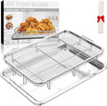 18.6“ x 12.8“ Air Fryer Basket for Oven,YEPATER Extra Large Size Stainless Steel Air Fryer Pan and Crisper Tray with 30 PCS Parchment Paper for Baking Grilling Cooking and Frying
