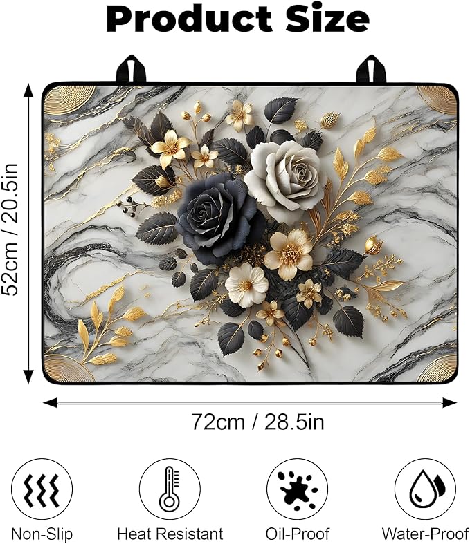Heat-Resistant Glass Stove Top Cover with Anti-Slip Rubber Coating – 28.5x20.5 Inch Electric Stove Protector, Scratch-Resistant, Expands Counter Space, Stylish Kitchen Decor