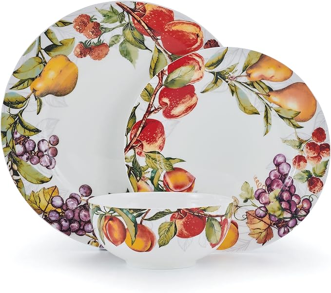 Mikasa Orchard Bone China Lightweight Chip Resistant 12 Piece Dinnerware Set, Service for 4