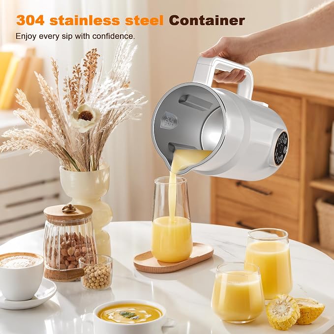 Nut Milk Maker Machine,10 in 1 Automatic Plant Based Milk Maker, 34oz Almond Milk Machine, 304 stainless steel with 12 Blades for Homemade Oat, Coconut, Chowder, Juice, Soy Milk Machine