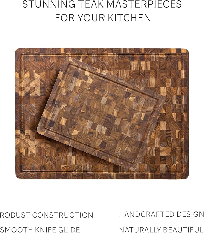 Teakhaus Butcher Block Carving Board - Medium Thick Cutting Board with Juice Groove - Holiday Gift Ideas for Men and Women - Gift-Ready End Grain Wood, Knife Friendly - FSC Certified