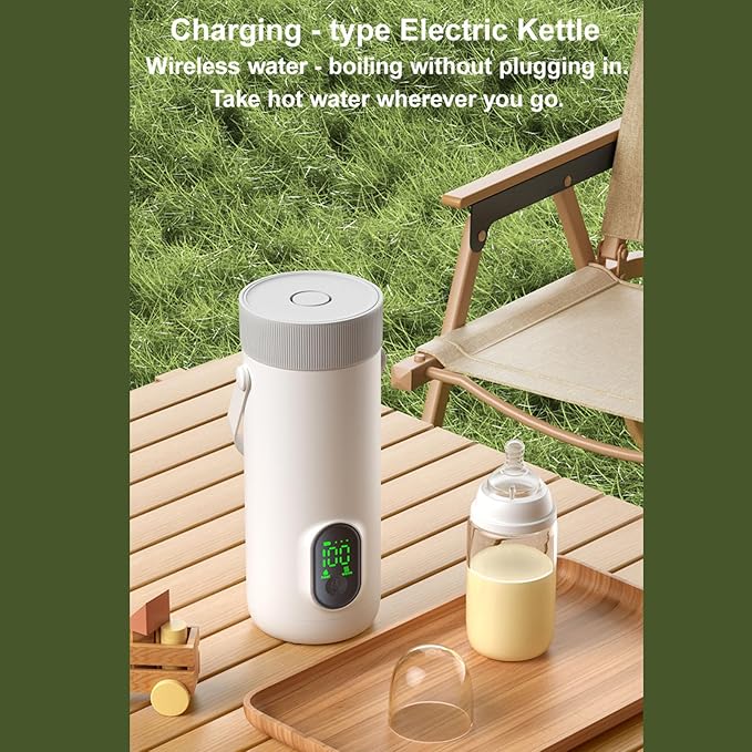 fosa Portable Cordless Electric Kettle, Rechargeable Travel Kettle, Battery Powered Kettle 350ML, 10 Min Quick Boil, with 27000mAh Battery for Outdoor Camping Car Travel