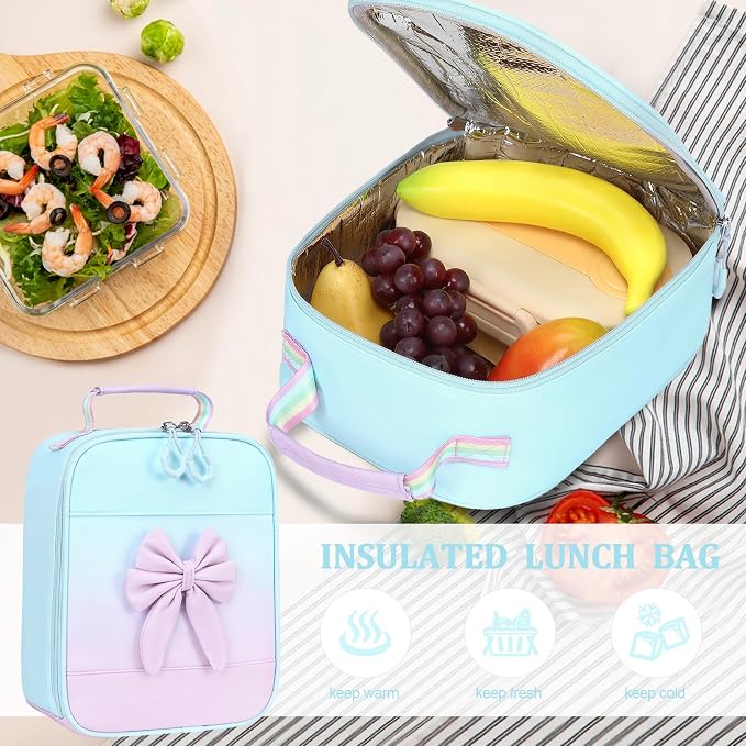 DIGOBAY Girls Backpack - Includes 14oz Insulated Water Bottle, Girls School Backpack Set with Lunch Bag & Pencil Case, Girl Teens for Elementary Preschool Middle School