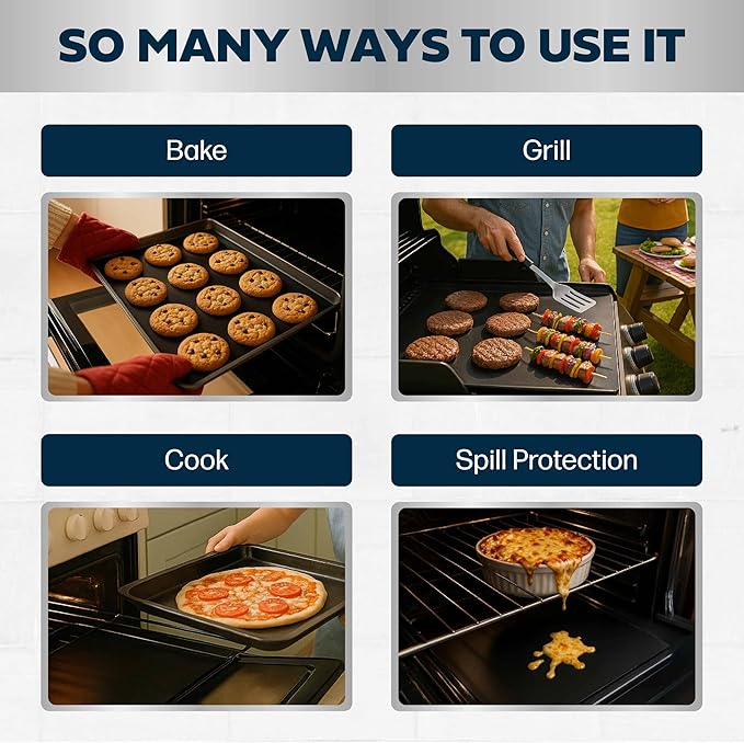 Cooks Innovations Non-Stick Oven Protector Mat - 4 Heavy Duty Nonstick Oven Rack Liners to Protect Convection, Electric, Gas, & Microwave Ovens - BPA & PFOA Free Heat Resistant Baking Mat