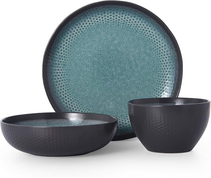 Pfaltzgraff 5267773 Maddox 12-Piece Dinnerware Set, teal