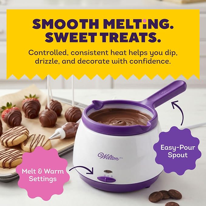 Wilton Candy Melts Candy Melting Pot - Melt Station for Chocolate & Fondue - Features Dishwasher-Safe Insert & Easy-Pour Spout - Fits on a Tabletop - 2.5-Cup Capacity