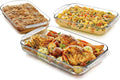 Libbey Baker's Basics 3-Piece Rectangular Glass Casserole Baking Dish Set, Clear, 2 Qt, 2.7 Qt, 3.4 Qt, Transparent, Stackable, Dishwasher Safe