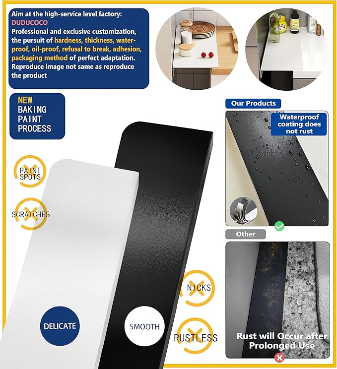 Metal Kitchen Refrigerator Gap Partition Countertop Gap Extension Board, Refrigerator Side Partition, Gap Covers Between Countertop And Walls, No Drill (Black, 11.8 * 5.9inch)