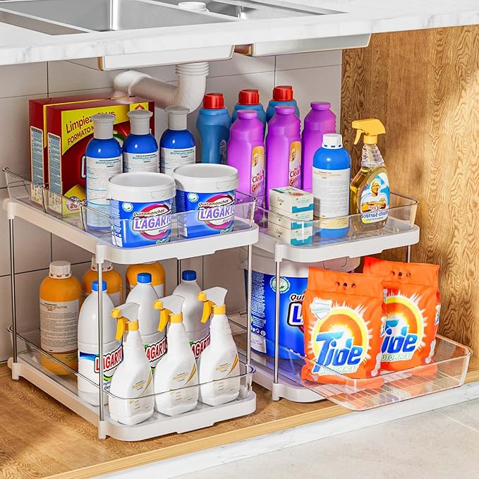 Delamu Bathroom and Kitchen Organizers and Storage, Under Sink Organizers and Storage White - Over the Door Pantry Organizer White