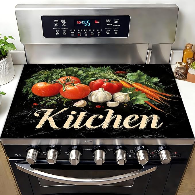 Stove Top Covers for Electric Stove, Heat-Resistant Glass Stove Top Cover Protector, Induction Cooktop Protector Mat for Kitchen 28.3 x 20.5 inches