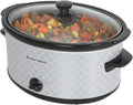 West Bend Slow Cooker 6-Quart Manual Crockery Style with Dishwasher Safe Oval Ceramic Crockpot and Glass Lid Two Temperature Settings Plus Keep Warm, 330-Watts, Silver