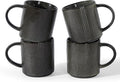famiware Coffee Mug Set for 4, Star 16 oz Catering Mugs Cup Set with Handle for Coffee, Tea, Cocoa, Milk - Ceramic Stoneware Drinkware Set, Deep Forest
