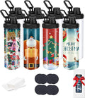 8 Pack 20oz Sublimation Tumblers Bulk, Flat Edge Sublimation Tumbler Blank, Skinny Straight Stainless Steel Blanks Cups with Individual Box(8, HANDLE LID B)