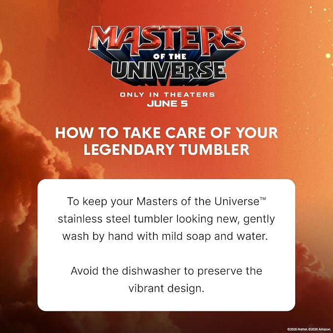 Dragon Glassware x Masters of the Universe (MOTU) Vacuum Insulated Stainless Steel Tumbler - 16 oz with Straw Charm - Official 2026 Movie Merch - Mystery
