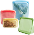 Stasher Silicone Reusable Storage Food Bags, 4-Pack, Reusable Freezer Bags, Microwave, Dishwasher, Oven Safe, Sous Vide, Premium Lunch Containers, Eco Friendly, Food-safe Silicone Snack Bag, Rainbow | Reusable Food Bags