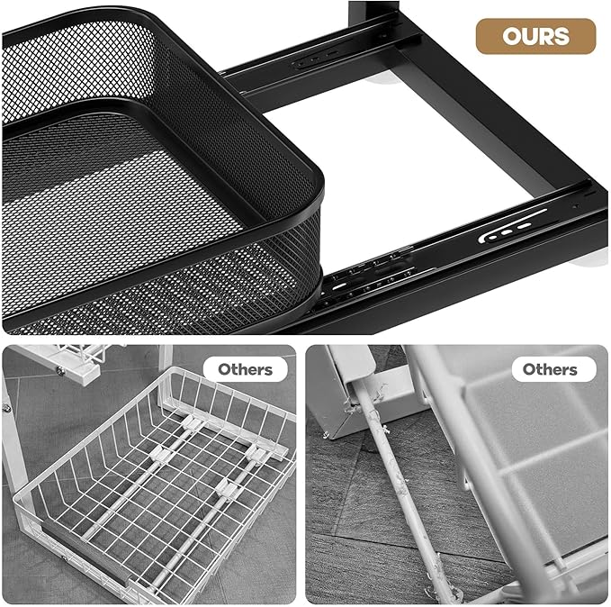 2-Pack 18.5 IN Depth Under Sink Organizer With Next-Gen Ball-Bearing Slides,Sophisticated Mesh 2-Tier Pull Out Shelf for Kitchen & Bathroom,Fits Small Items-Gun Gray