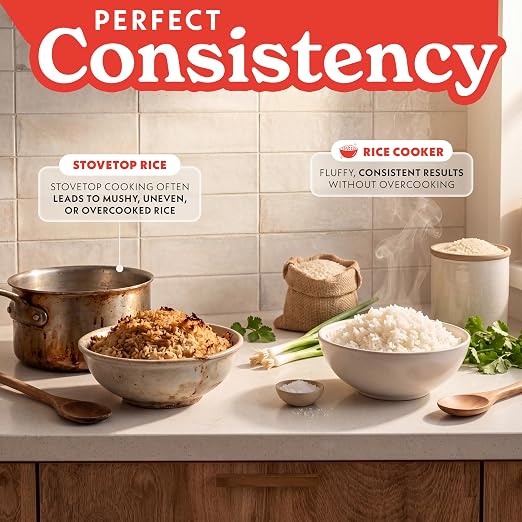 Gourmia Rice Cooker – 3 Qt Capacity, 12 Cup Cooked, 6 Cup Uncooked, Digital Controls, Grain Cooker & Steamer, Built-In Steamer Basket, Nonstick Ceramic Pot, Delay Timer, Keep Warm, Stainless Steel