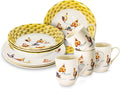 Tudor 16-Piece Premium Quality Round Porcelain Dinnerware Set, Service for 4 - Country Farmyard, See 10 Designs INSIDE!